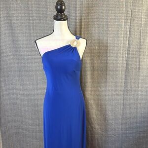 Cache Blue Asymmetrical Backless Cocktail Dress